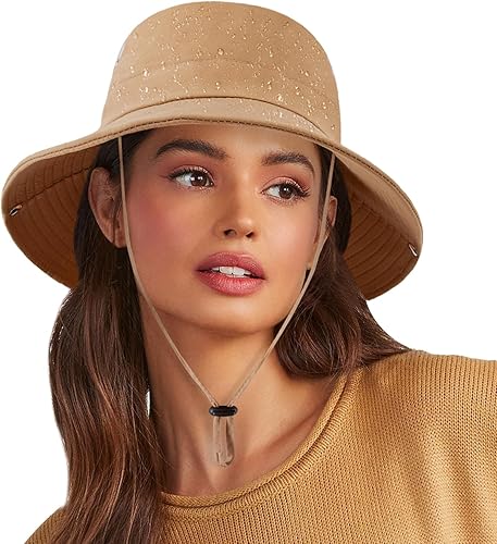 Miniatura 2 de Sombrero de pescador impermeable con protección UV UPF 50+, plegable, de ala ancha, flexible, para safari, para mujeres y hombres, senderismo al
