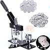 DIY Round Button Die Cutting Machine 32mm (1 1/4) Button Maker Set Button Press with 500 Button Pieces + Metal Cutter Interchangeable Sizes Button Making