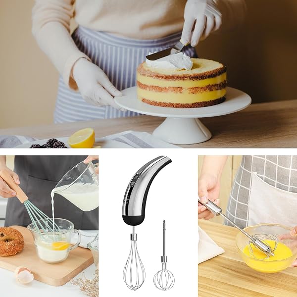 Stainless Steel Mixer, Electric Blender, Adjustable Speed Tool Pattern, Kitchen Gadget with Texture, Hand Whisk with Design, Home Accessories for Families Adults Travelers Office Classroom Projects - 5