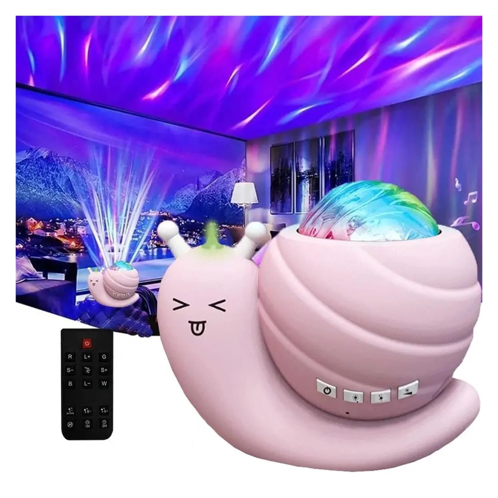 Pilot Zdalnego Sterowania LED Ślimak Projektor Nocna Lampa Obrotowa Sypialnia Aurora Gwiaździste Niebo Światło Atmosfera Dekoracja Lampy Prezent ﻿ Przezroczysty Obrazowanie