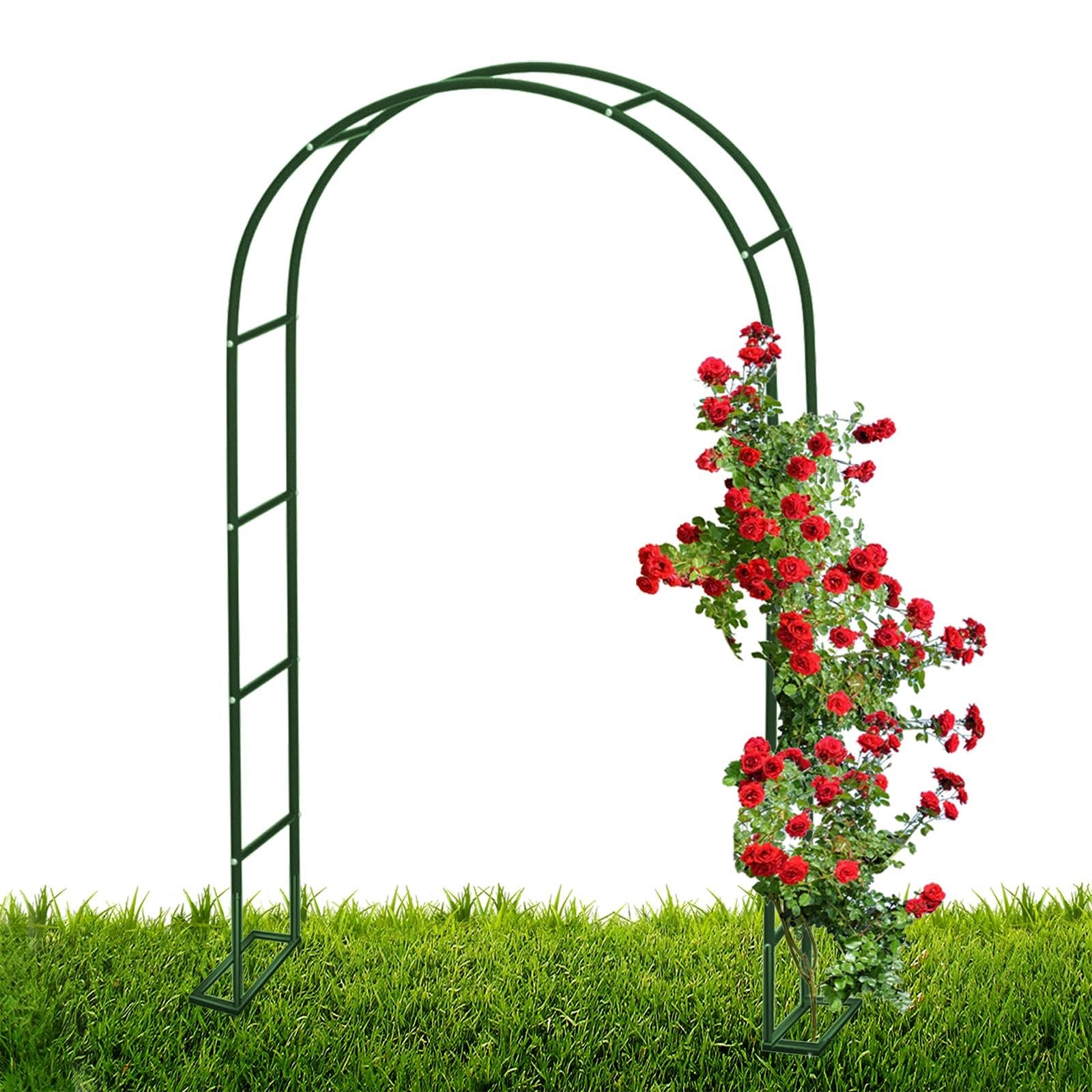 Arche de jardin en métal vert 230cm, treillis pour plantes grimpantes
