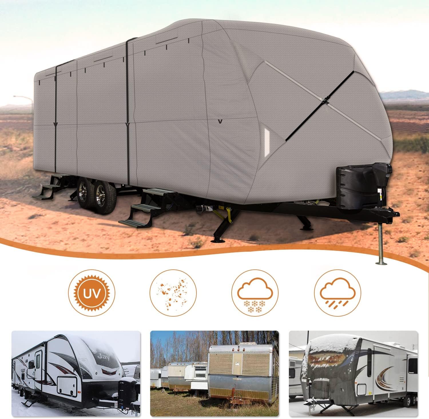 Leader Accessories 27'-30' Travel Trailer RV Cover Windproof Extra Thick Upgraded 5 Layers Camper Cover with Adhesive Repair Patches : Automotive
