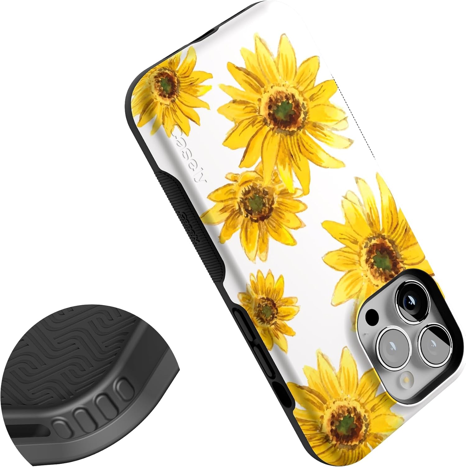 Casely iPhone 13 Pro Case | Golden Garden | Yellow Sunflower | Bold Protective Design | Compatible with MagSafe