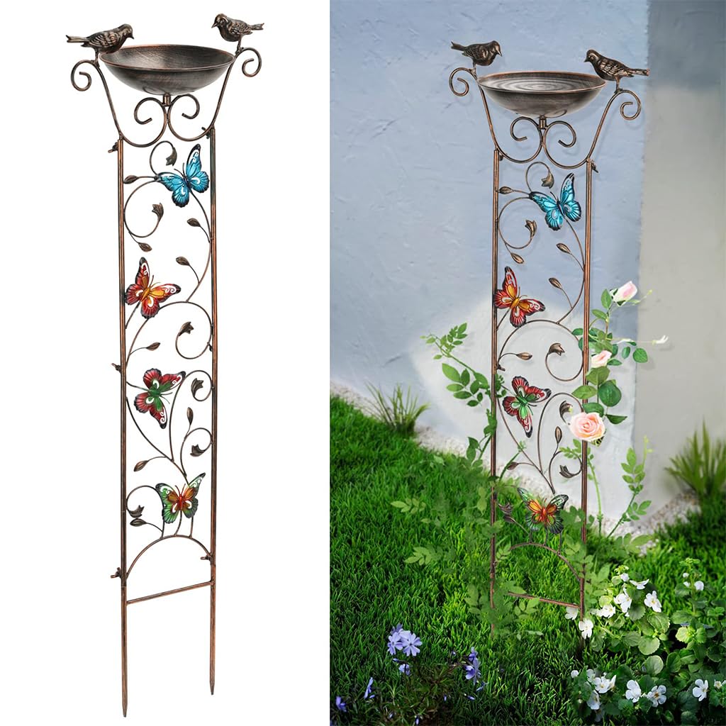 HASTHIP® Garden Climber Support Stand - Vintage Iron Bird Bath Bowl - 100CM Outside Standing Climber Plant Support - Home Outdoor Garden Decorations - Bird Feeder Station Drinking for Garden & Balcony (B0DB12FLDQ) Amazon Price History, Amazon Price Tracker