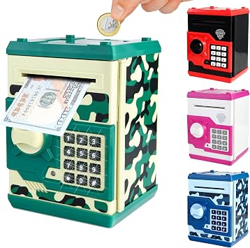 Pup Go ATM Piggy Bank for Kids Ages 3-12, Electronic Kids Safe with Password, Large Capacity Cash & Coin Box, Money Saving Box Toy Birthday Gifts for 3 4 5 6 7 8 9 10 11 12 Year Old Boys Girls Green | Saving Box with Password, Large Capacity, Coins, Notes, Cash Box, Money Saving Box Toy, Money Safe Machine, Gift Boys Girls