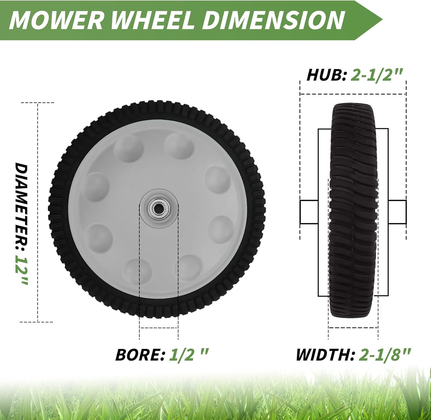 Mower Rear Wheels 734-04019 734-04127 for MTD S-Wave Lawn Mower, Troy Bilt 11A-542Q711 11A-542Q766, GW 12" X2-1/8