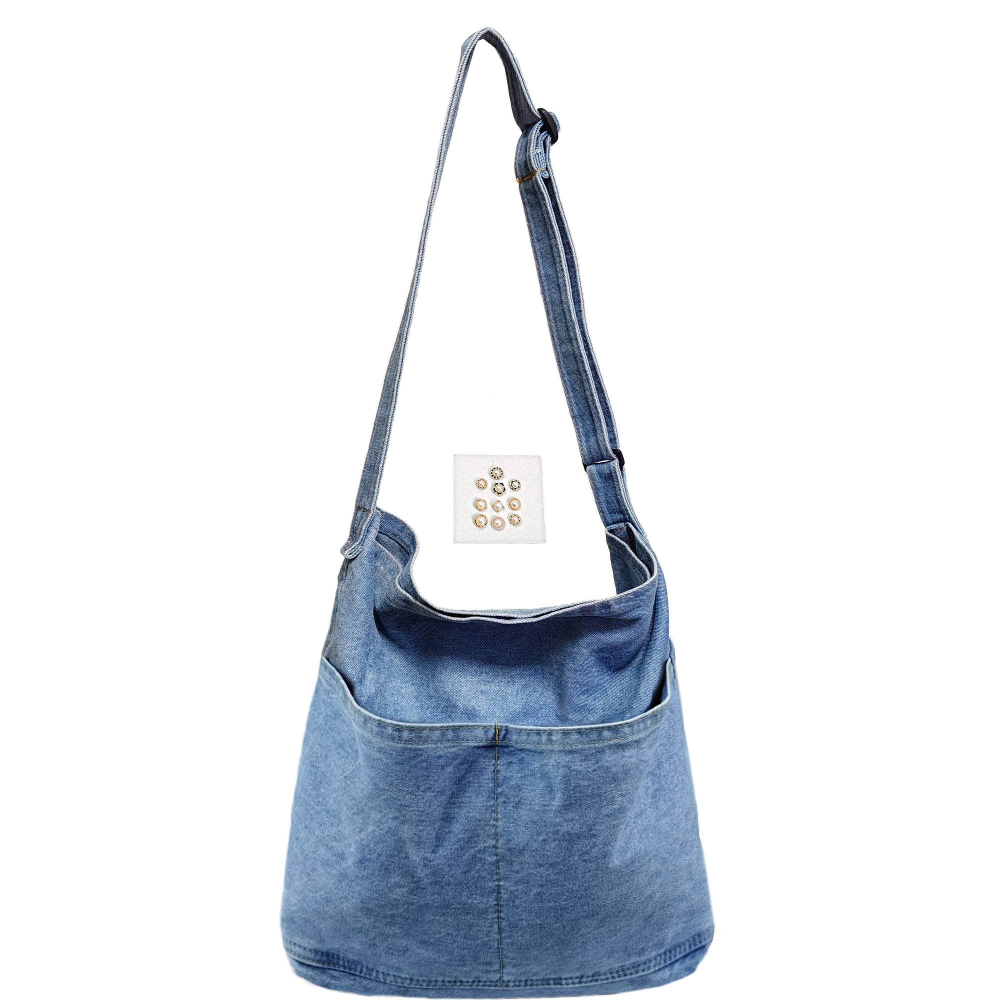 Women's Stylish Large Denim Crossbody Messenger Bag for Woman Spacious Jean Shoulder Purse Tote Hobo Bag | Stylish, Large, School, Spacious, Jean