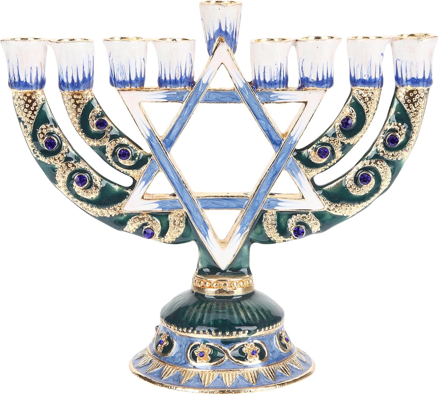 Vintage Jewish Candle Holder Hanukkah Menorah Alloy Candelabra Religious Candlestick for Party Dinner Table Centerpiece Banquet Wedding Decoration