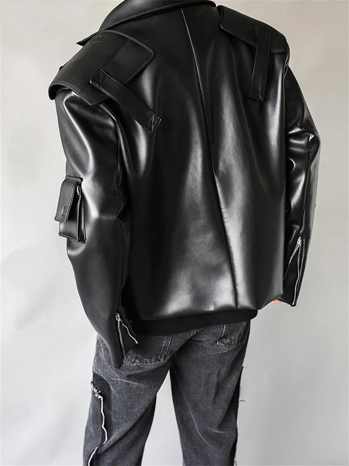 Men's Spring Fall Soft Zipper Short Faux Leather Jacket Runway Style Daily Social Stylish Coat