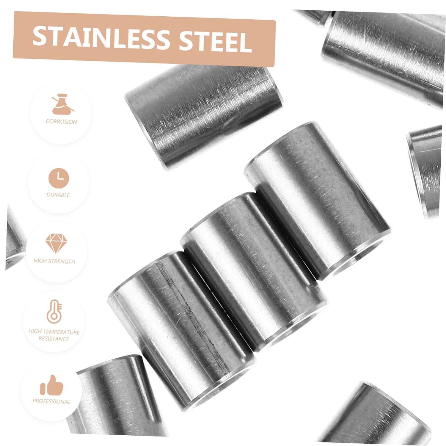 20pcs Stainless Steel Round Coupling Nuts for Threaded Rods High Strength Welding Connector Cylindrical Nuts for Industrial and Home Use