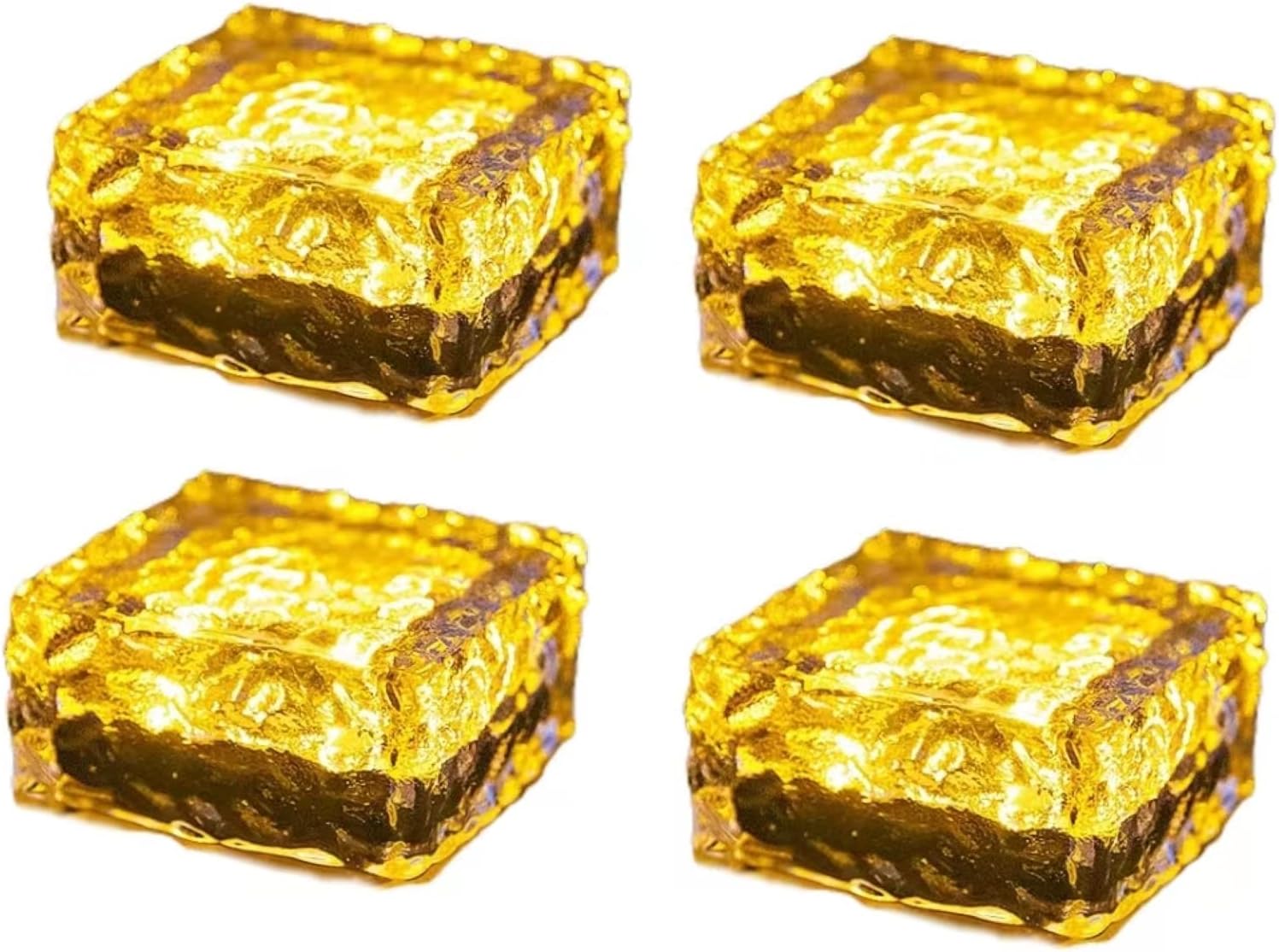 ICECHEN 4 PCS Solar Brick Lights, Ice Cube Lights Outdoor Waterproof, Landscape Led Lights, Decorative Items for Festival, Garden Courtyard Paver Lights (Warm White) (extra large)