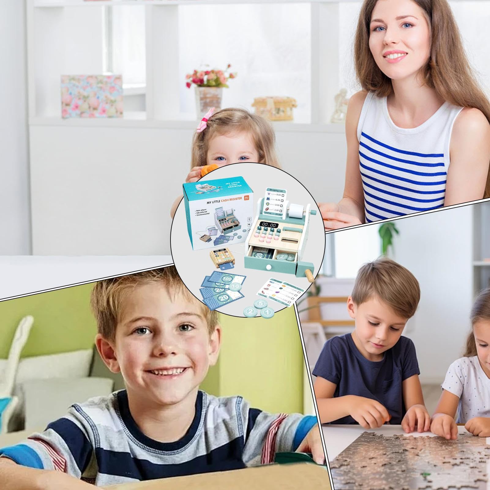 Drewniany dziennik , zestaw do nauki interaktywnej nauki liczb, solidna stacja materiałowa, zestaw do odgrywania ról, klasyczny design i