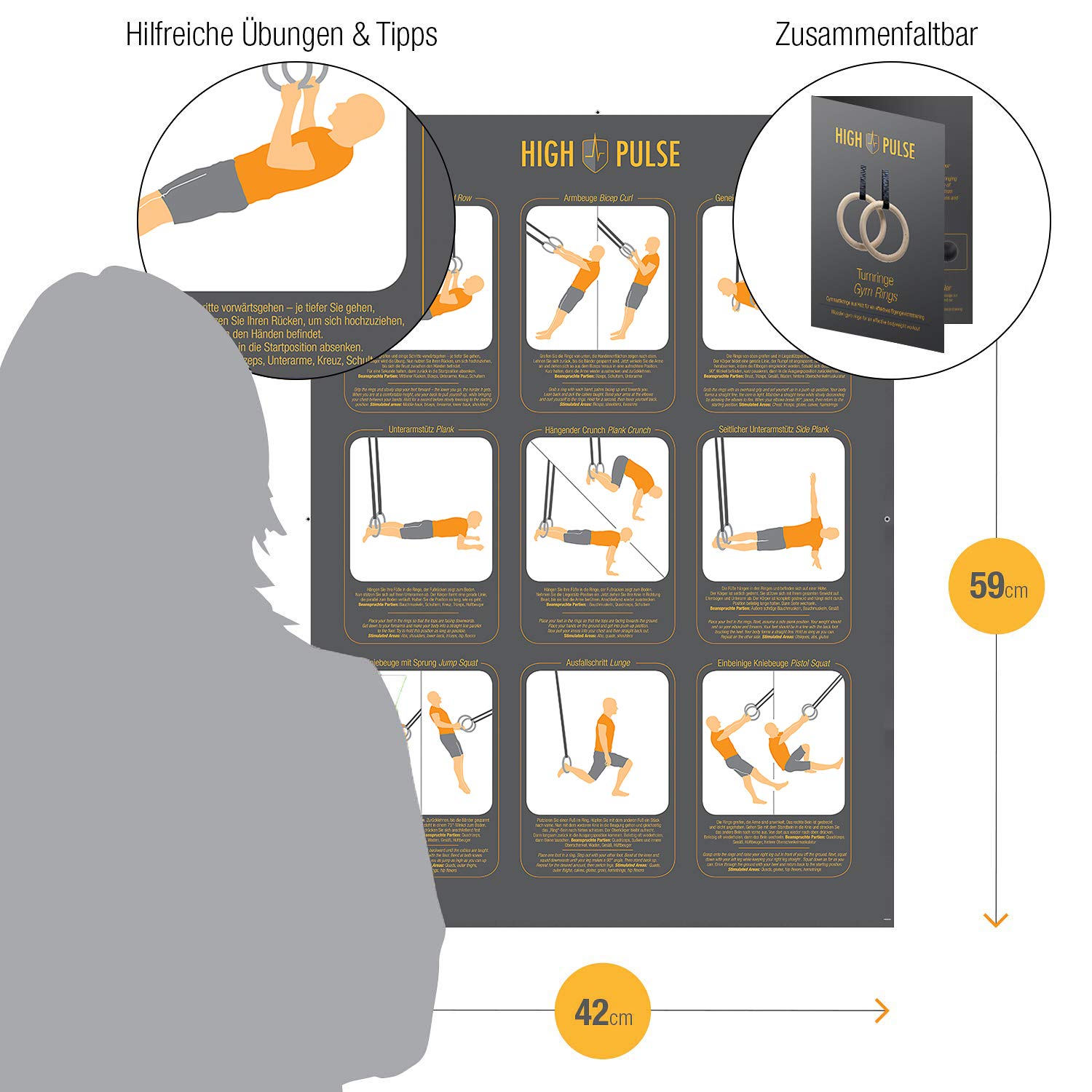 Buy High Pulse Gymnastic Rings incl. door anchor, transport bag