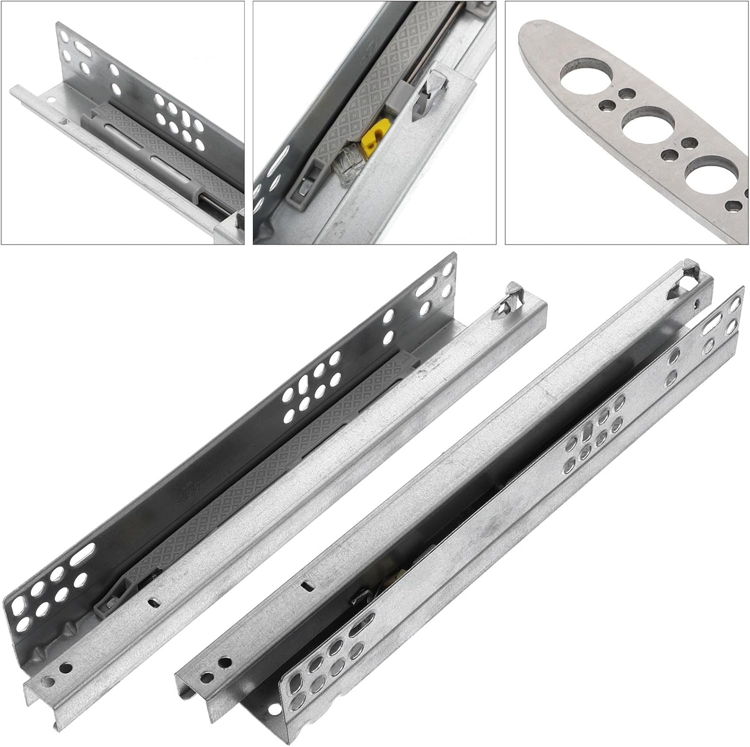 Heavy Duty Drawer Slides 2 Pcs Hidden Slide Slideway for Drawer Runner Slides Damping Mute Cold Rolled Steel Buffer Rails