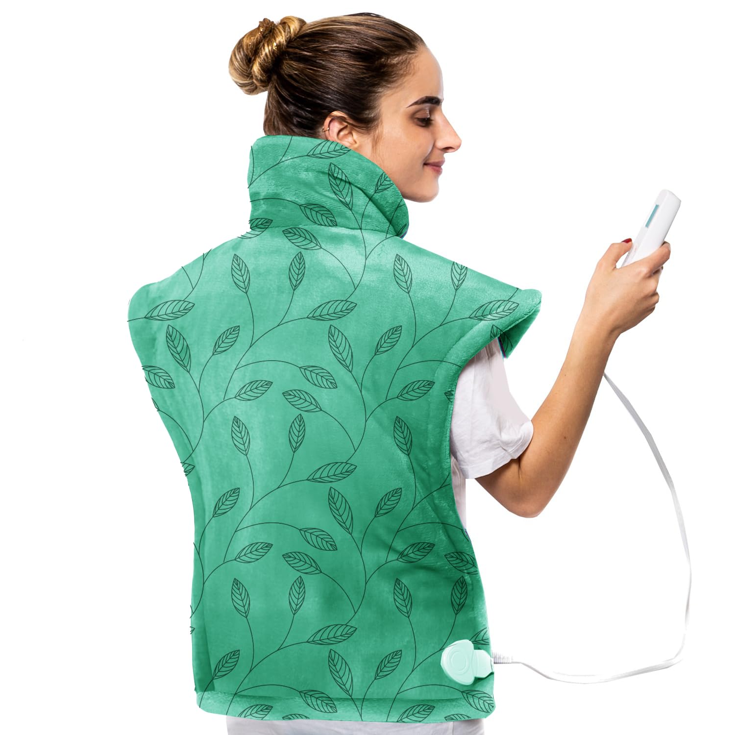 Cure Choice® Extra Large Heating Pad for Neck and Shoulders and Back, Weighted Heating Pad for Back Pain Relief, Ultra Soft Neck Heating Pad 10 Heat Settings, 2H Auto-Off, 24" x 36" Green