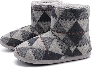 Knit Rock Wool Warm Men Indoor Pull on Cozy Memory Foam Slipper Boots Soft Rubber Sole
