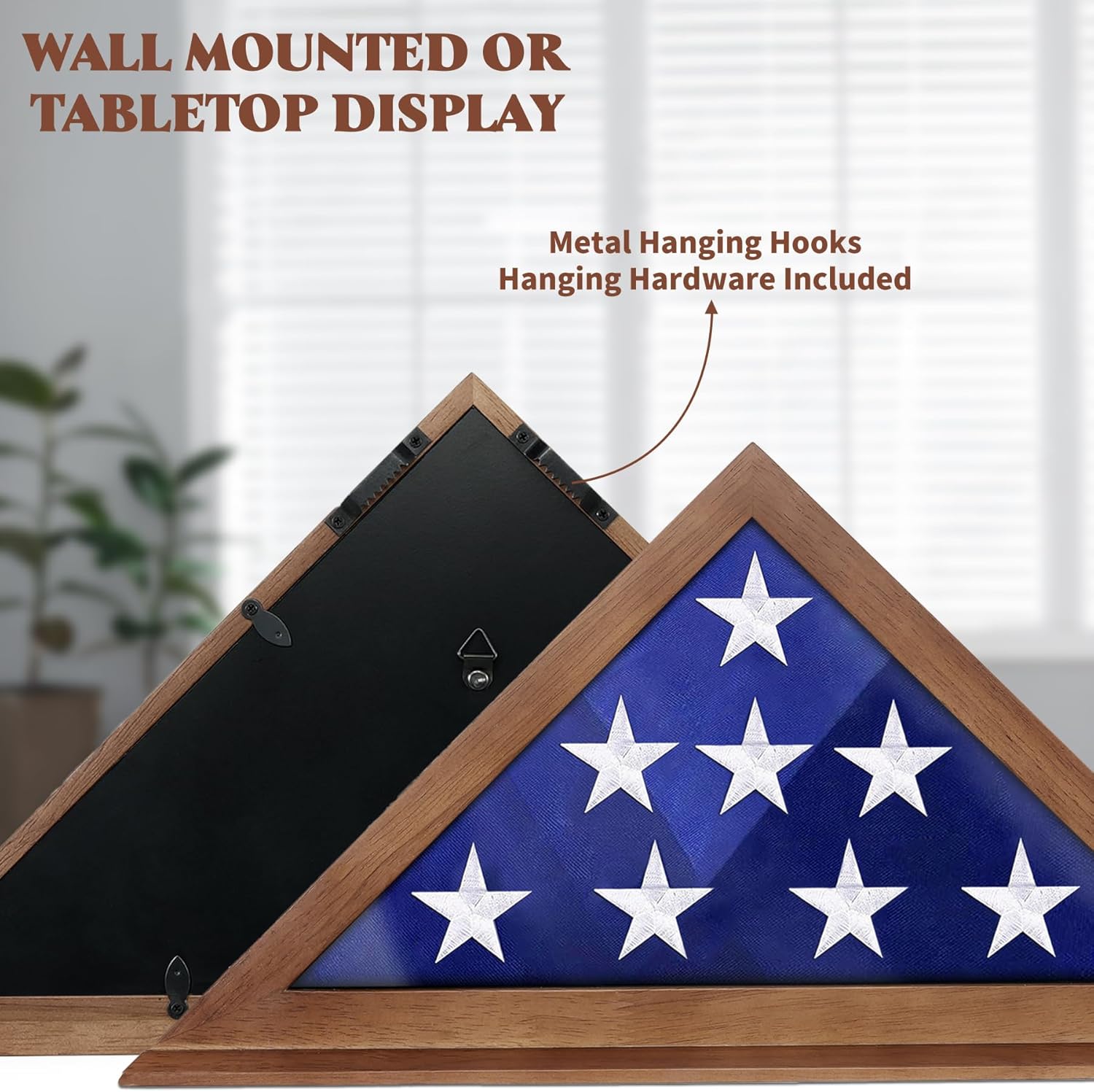 Flag Display Case for 3' x 5' Folded American Thin Flag, Military Flag Shadow Box with HD Tempered Glass and Wall Mount for Veteran Not for Burial Flag Holder Frame