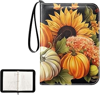 Pumpkin Fall Waterproof Trading Card Binder,400-Pocket Trading Album Display Holder,Display Case with Card Sleeves Set for Soccer Card,Gaming Cards,and Other TCG 2011709