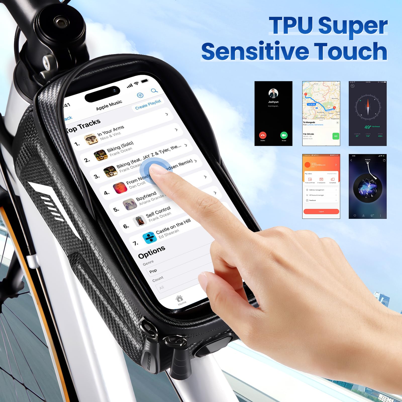 Sacoche Velo Étanche, Grande Capacité Sacoche de Cadre Vélo, Sacoche VTT Vélo avec Visière Solaire 3D et Ecran Tactile TPU, pour Smartphone sous 6,8 Pouces, pour VTT Vélo de Course