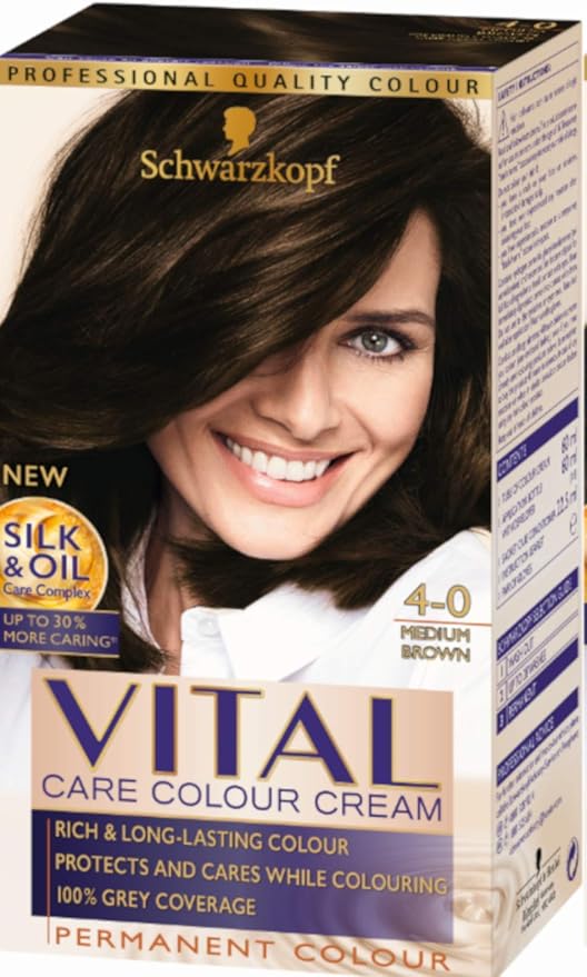 Schwarzkopf Vital Medium Brown Permanent Hair Dye 40 (Packaging may