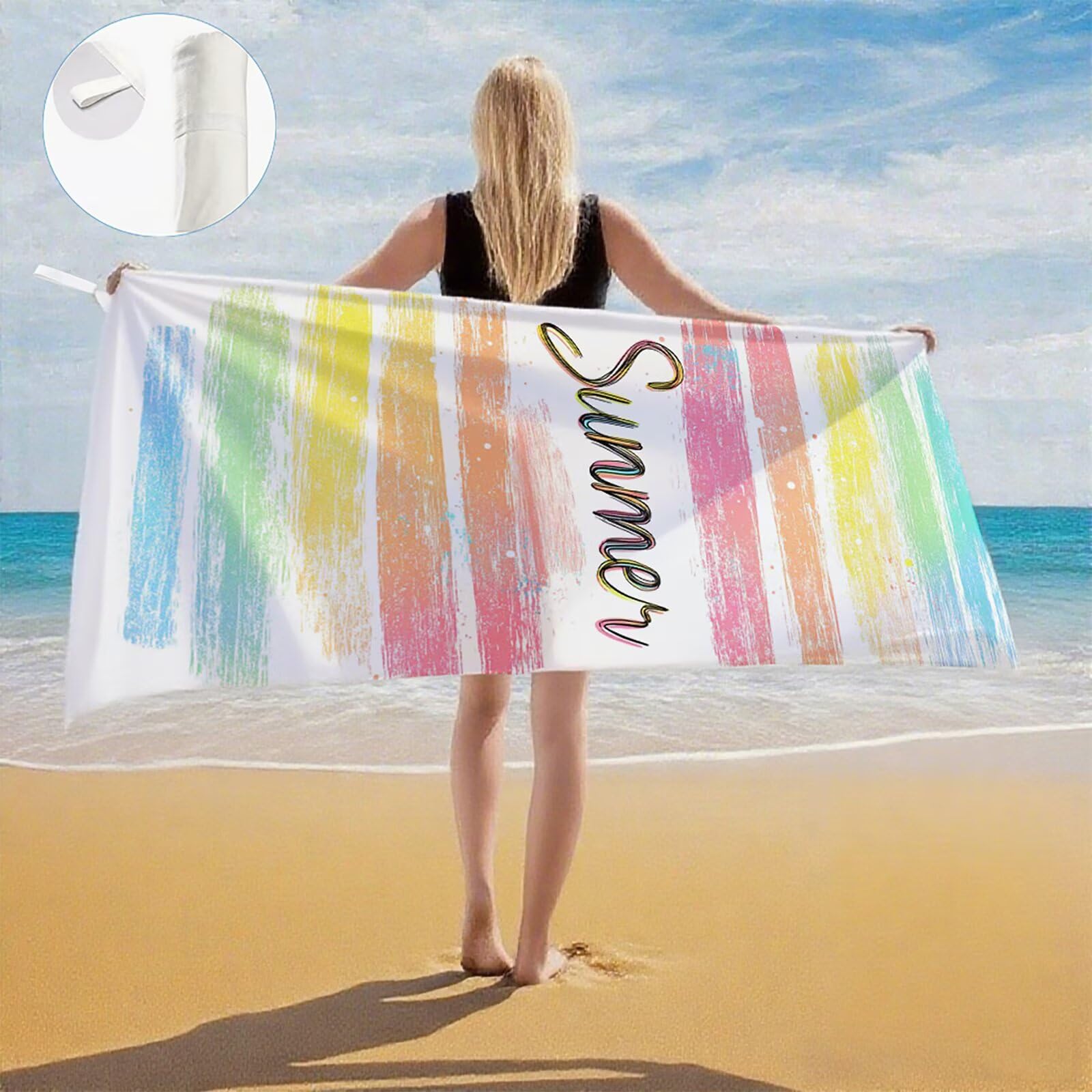 Telo Mare Microfibra, Telo Mare Grande 200x100 cm Set da 2, Antisabbia Asciugatura Rapida Assorbente Salvietta da Spiaggia Asciugamano per Palestra Piscina Viaggi Picnic, Regali Donna Estate Q-708