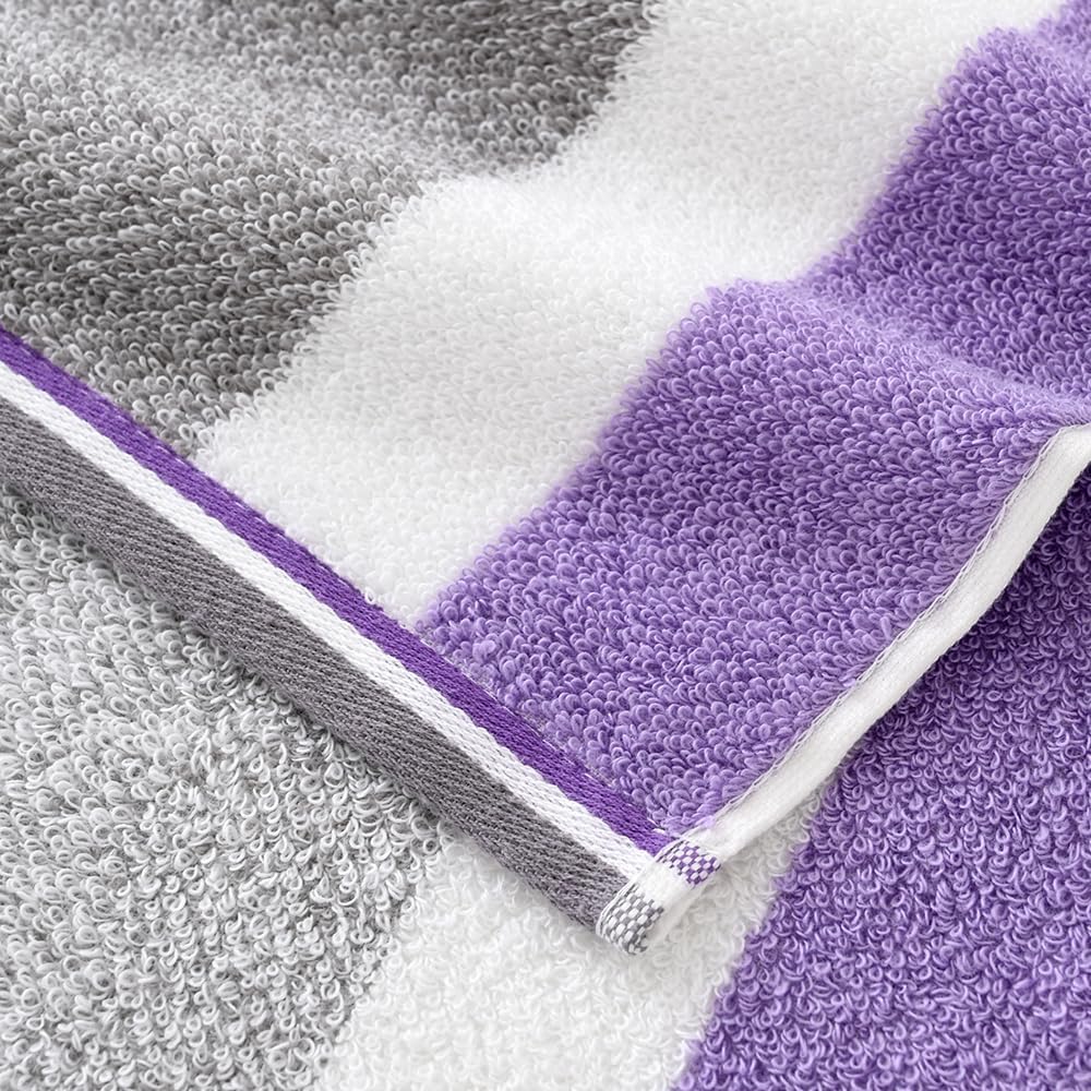 YiLUOMO Purple Striped Pattern Hand Towels Set of 2 Super Soft Highly Absorbent 100% Cotton Decorative Bathroom Hand Towel for Home, Kitchen, Guest 13 x 29 Inch - Image 7