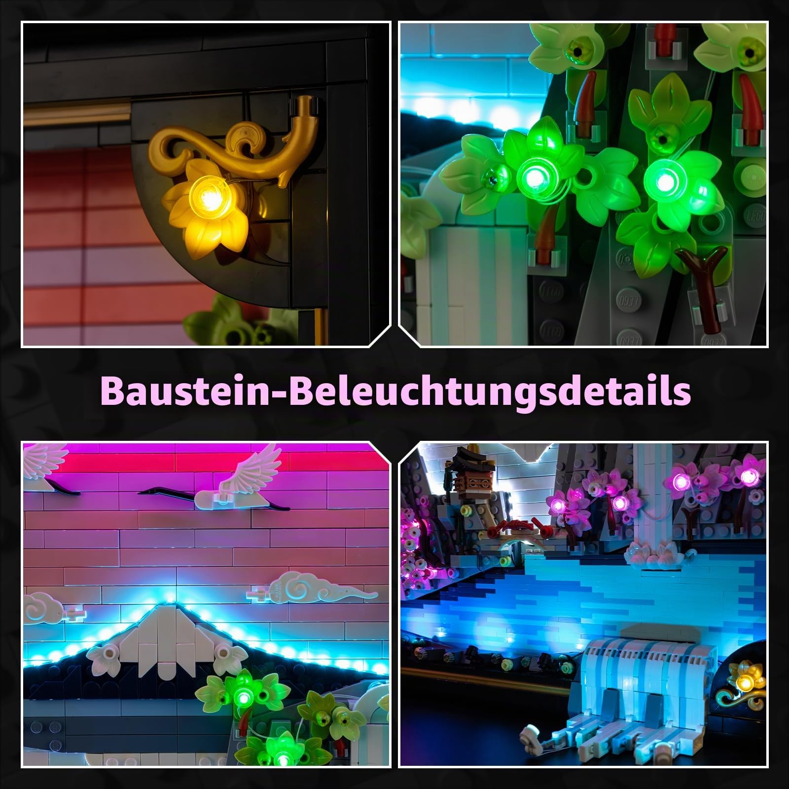 Kyglaring Led Licht Kompatibel mit Lego Art Japanische Kirschblütenlandschaft 31218 Bausteine, LED Beleuchtungszubehör für das Lego Modellset 31218, Touch Version (Nicht Enthalten Modell)