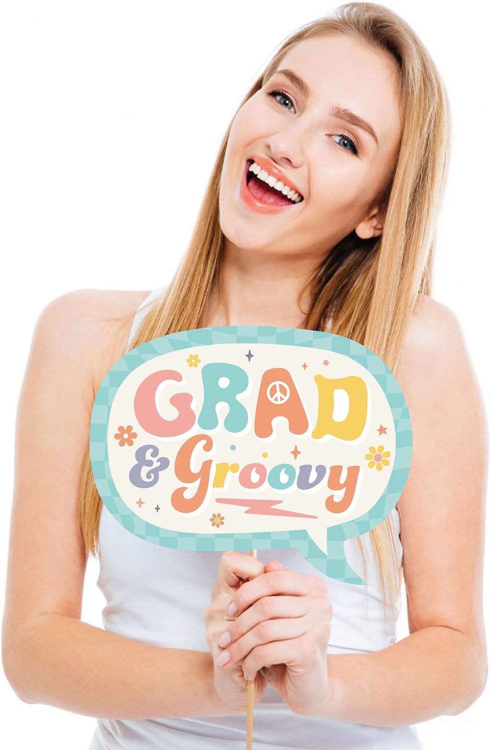 Big Dot of Happiness Groovy Grad - Hippie Graduation Party Photo Booth Props Kit - 20 Count