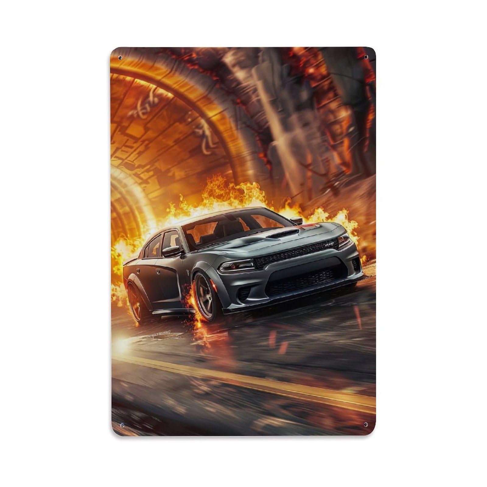 Muscle Car for SRT Hellcat Sports Car Metal Tin Sign Plaque Wall Decor for Cafe, Club, Garden Metal Poster 8x12Inch