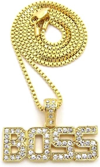 BOSS PENDANT GOLD BOX CUBAN ROPE CHAIN 