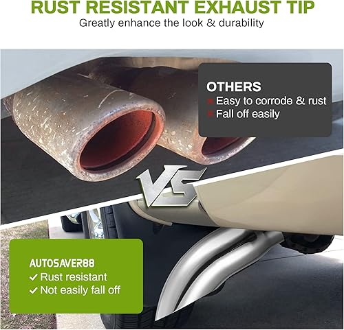 Miniatura 10 de AUTOSAVER88 Punta de escape de 5 pulgadas, entrada de 5 pulgadas, salida de 5 pulgadas, punta de tubo de escape abatible de acero inoxidable de 15