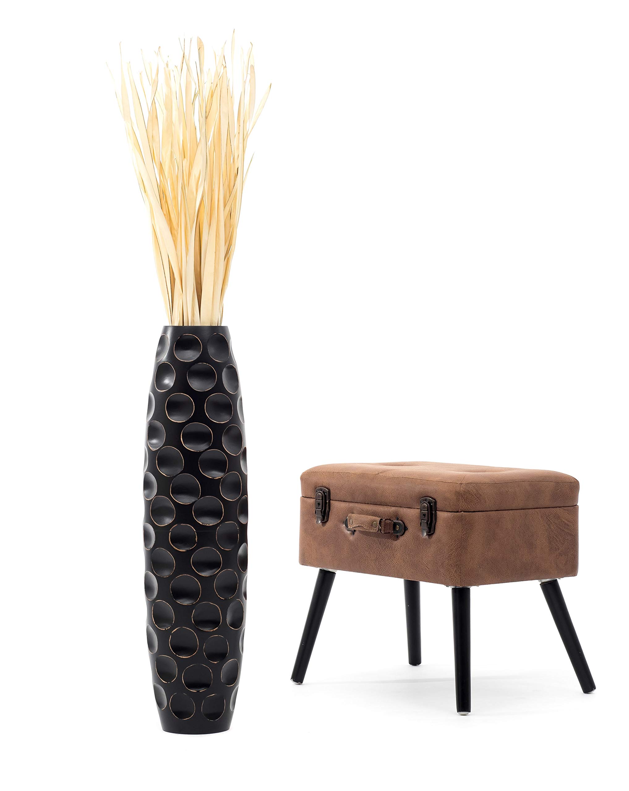 Leewadee Tall Big Floor Standing Vase For Home Decor 75 cm, Mango Wood