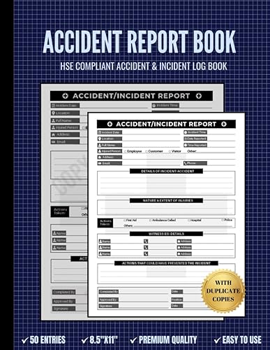 Accident and Incident Report Book With Carbon Copy: Accident Log Book for Business, Schools, Sports, Restaurants, Offices, and Workplaces. A4 HSE ... Safety Accident Book. Near Miss Record Book