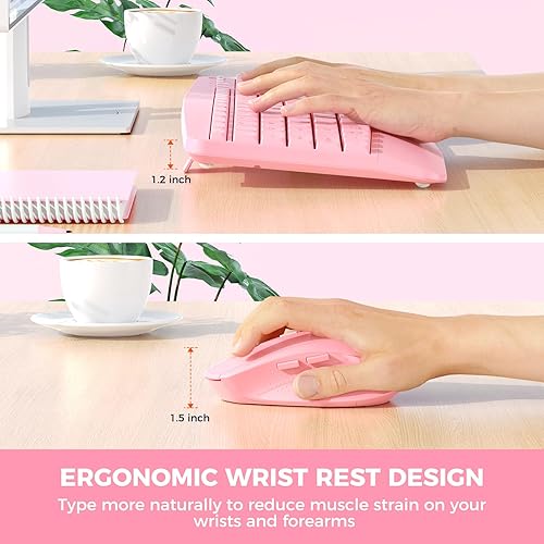 Miniatura 3 de Teclado y mouse inalámbricos, teclado y mouse Bluetooth MEETION con reposamuñecas, multidispositivo, mouse inalámbrico DPI de 3 niveles para