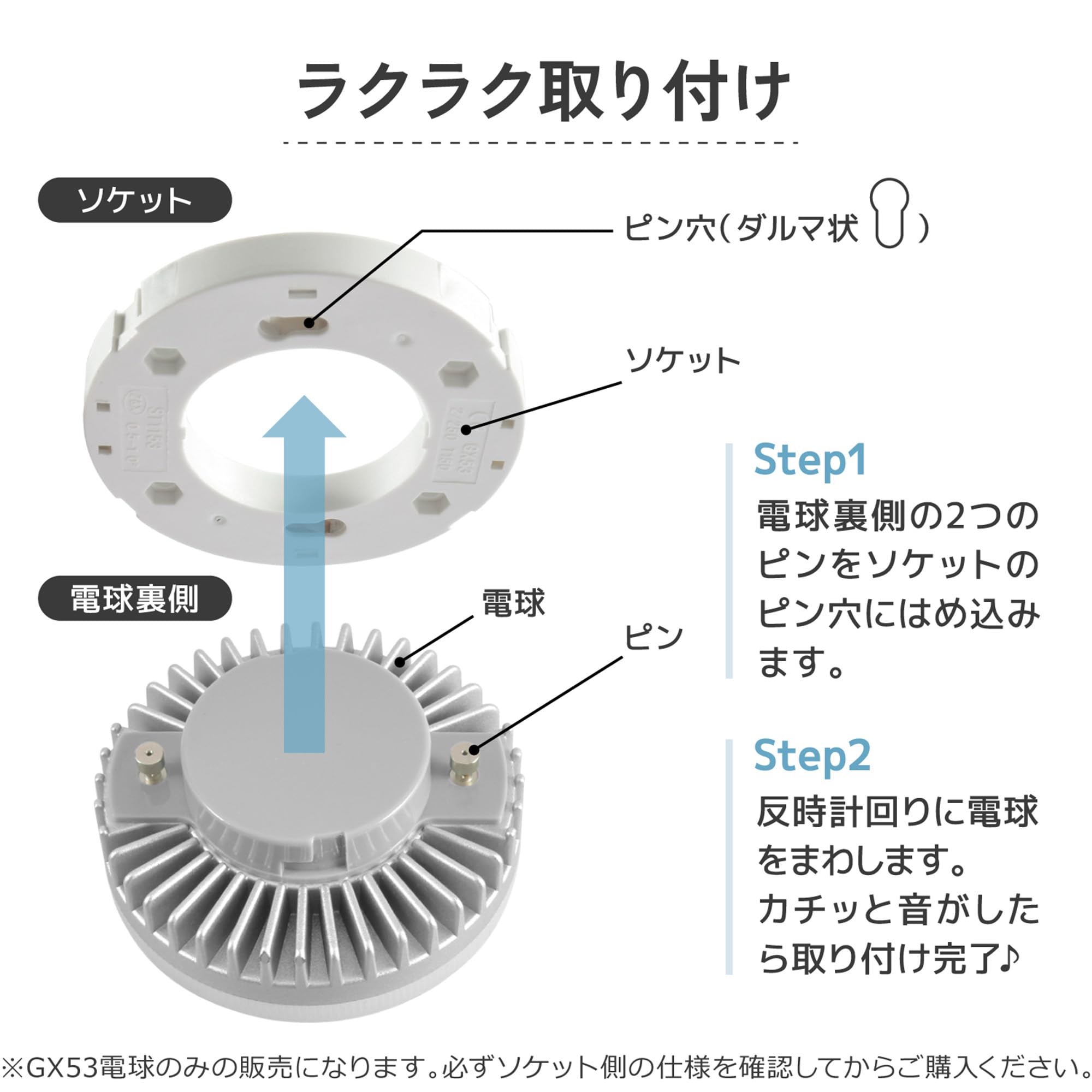 Amazon.co.jp : GX53 LED電球 60W相当 φ74 高演色 630Lm 照射角100