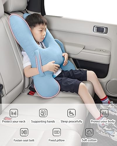 Vista 23 de BEBAS Almohada de viaje para niños en forma de U para automóvil, accesorios de viaje para niños y adultos, suave y transpirable, soporta la cabeza