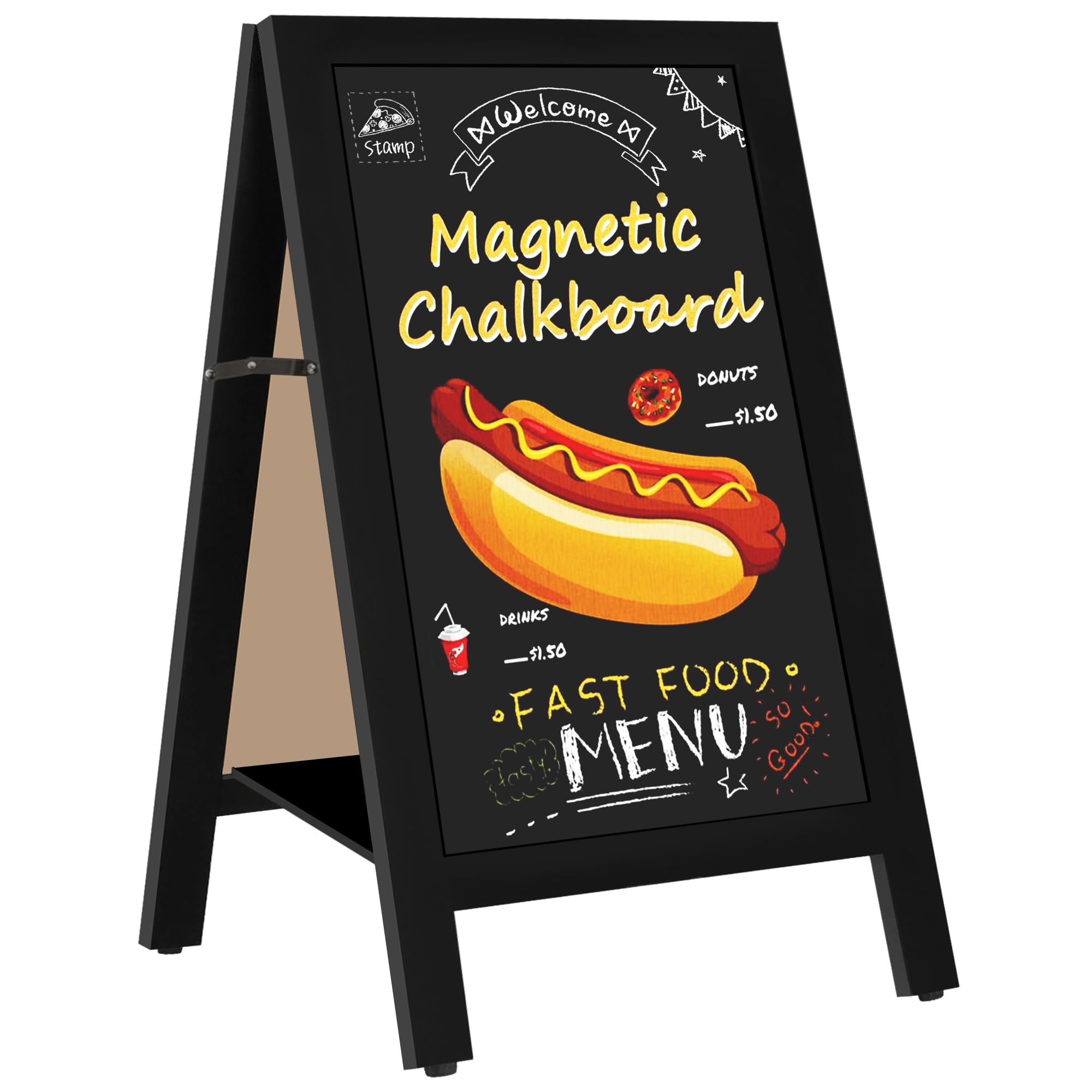 Tableau Ardoise Magnétique 45x85 cm Stop Trottoir avec Étagère,Noir