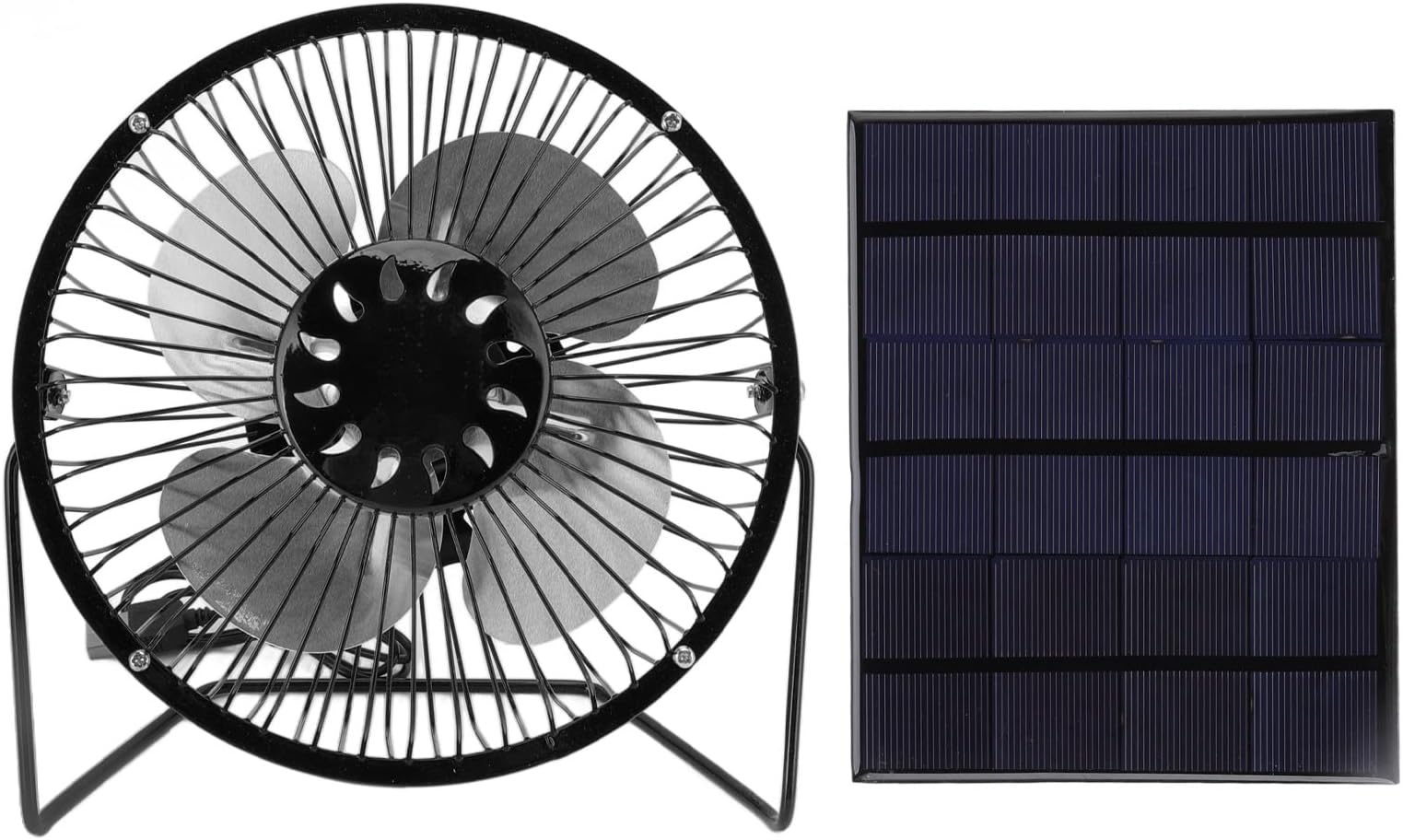 Mini Solar Fan 6V 3.5W USB Port Portable Solar Powered Fan Polysilicon Panel Black 6 Inch for Picnic Fishing Camping Outdoor