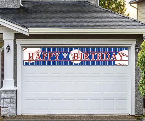 Miniatura 4 de Pancarta grande de béisbol de feliz cumpleaños, temática deportiva, suministros para fiesta de cumpleaños, decoración de fiesta de cumpleaños, fondo
