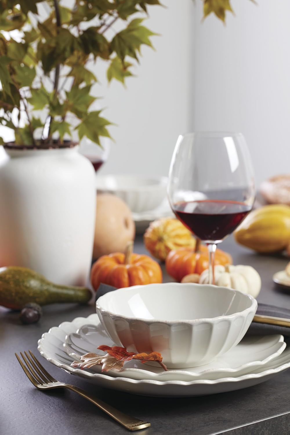 Lenox Stoneware Dinnerware Sets, French Perle Scallop 12-Piece Dinnerware Set for 4, Service For 4, Dishwasher Safe Dishware, White Dishes Set, Stoneware Dinner Plates and Bowls Sets (White, 12 Piece) - Image 8