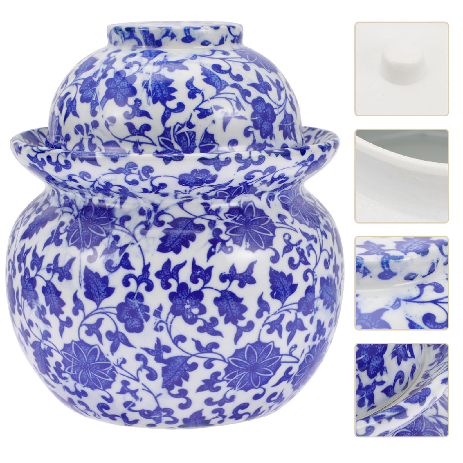 Barattolo per Alimenti in Ceramica Doppio Coperchio Ermetico, Vaso per Sottaceti Facile da Aprire e Chiudere, Contenitore Cucina per Conservazione Alimentare