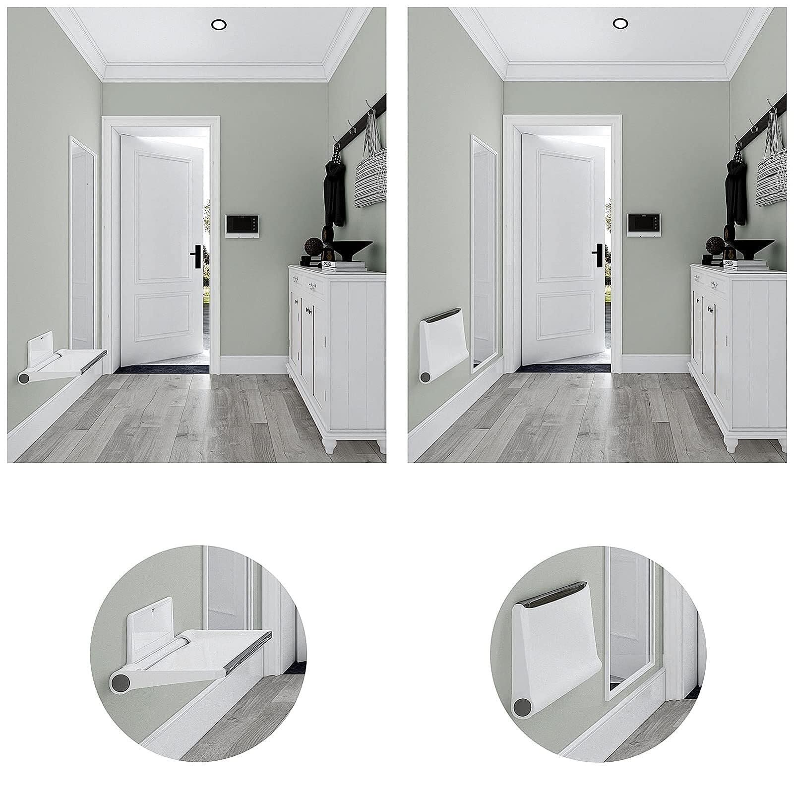 Asiento de Ducha Plegable Compacto for Adultos y Personas Mayores. Soporte de Pared de Acero Inoxidable.