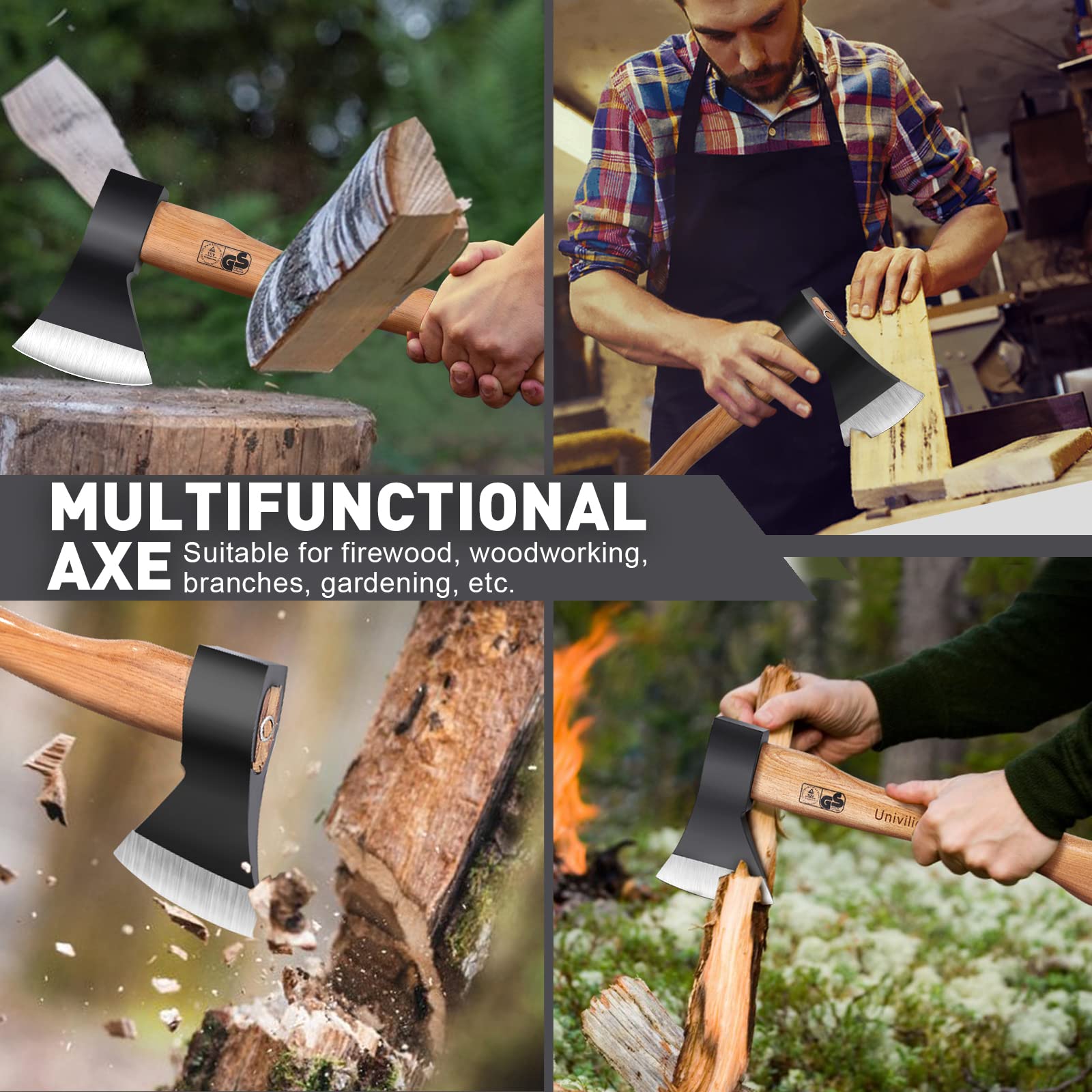 Spaltaxt Holz spalten Schwere Beil Universalaxt aus Manganstahl Survival Axt mit Holzgriff Outdoor Axt für Garten Wald Outdoor Aktivitäten