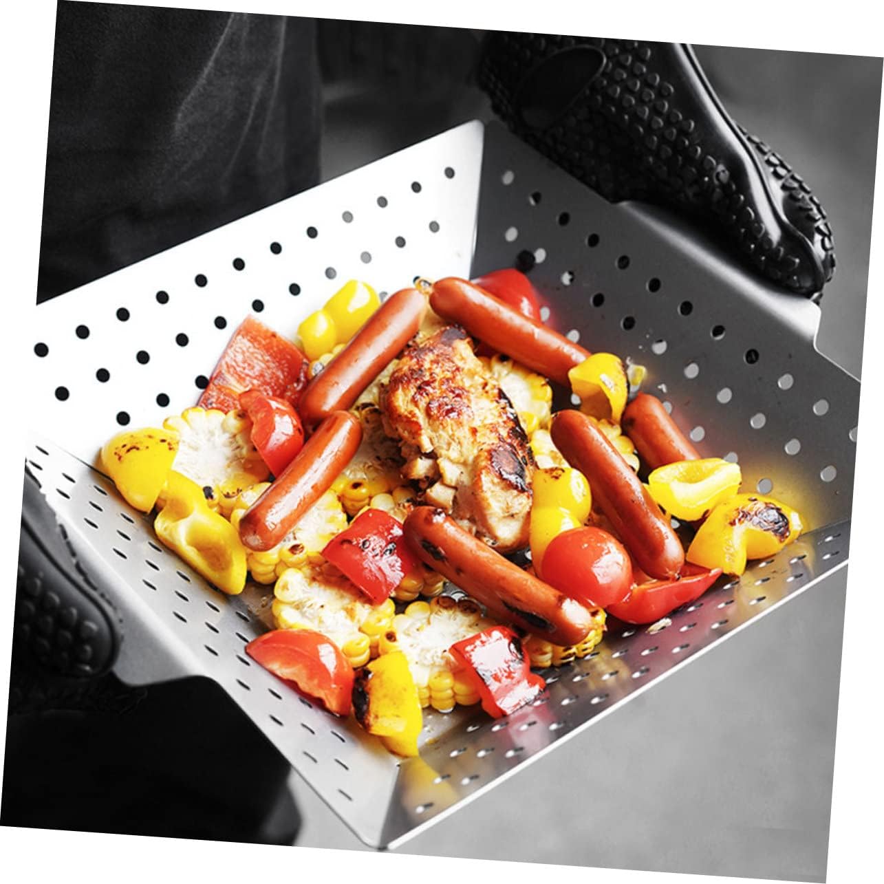 MERRYHAPY Non-stick Bbq Grill Pans Barbecue Plate Double Ear Design Easy to Carry for Outdoor Bbq