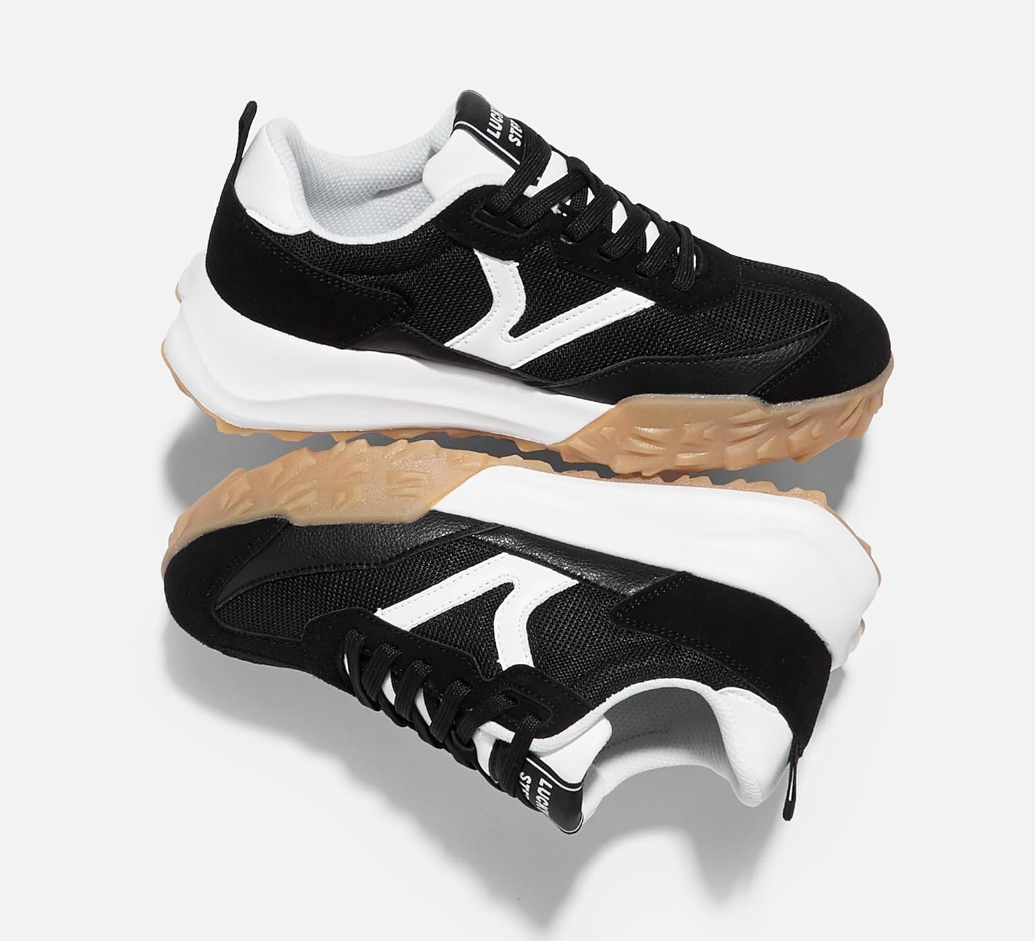 LUCKY STEP Women's Platform Tennis Walking Shoe Retro Chunky Casual Breathable Durable Deluxe Fashion Skate Sneaker - Image 9