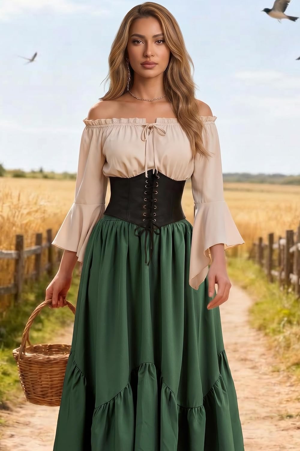 Renaissance Shirt Women Peasant Blouse Bell Sleeve Tops | Versatile shirt matching perfectly with a pirate corset or steampunk gothic outfitsideal medieval faire clothes festival wear