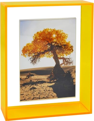 HappyDino Marco flotante de acrílico de 4 x 6 pulgadas, marco de fotos decorativo de color translúcido para montaje en pared, mesa, escritorio,