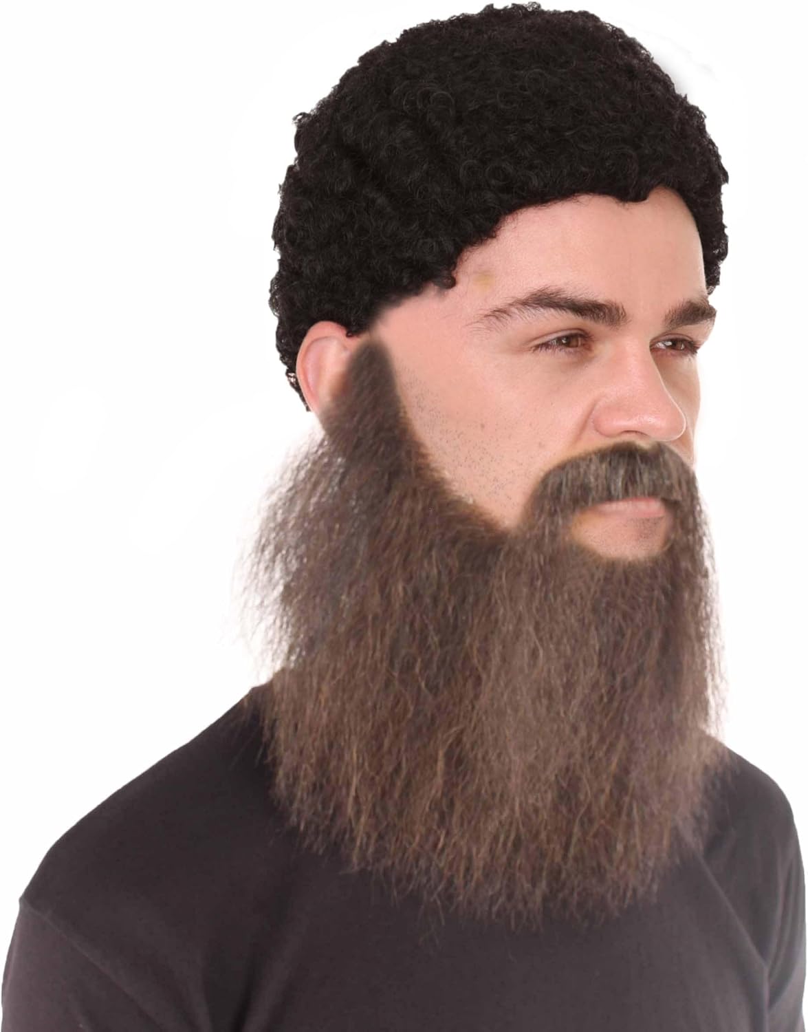Adult Men's Extended Synthetic Beard for Costume Play, Flame-Retardant Synthetic Fiber