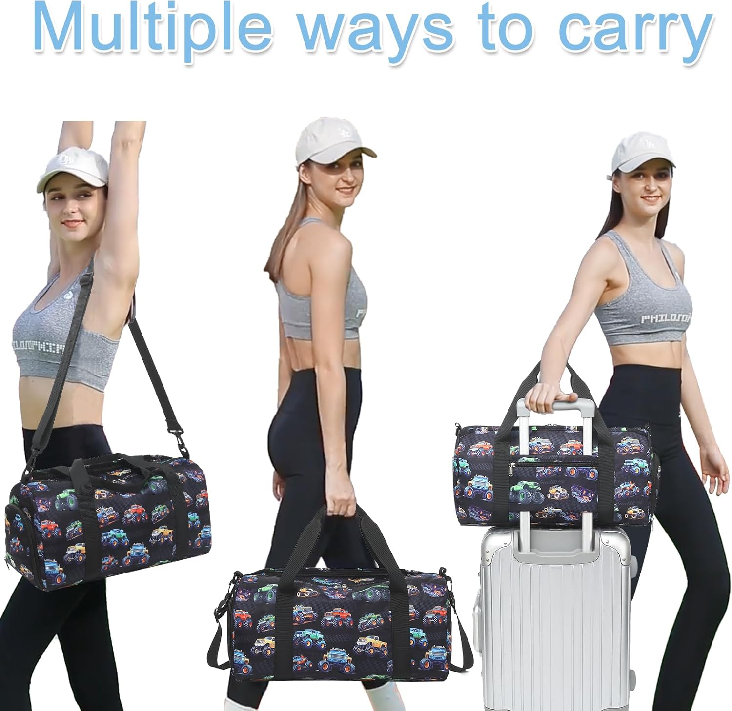 CAMTOP Kids Duffel Overnight Bag Boys Girls Toddler Weekender Carry-On Personalized Tote for Travel Gym Sport (D-Car) - Image 5