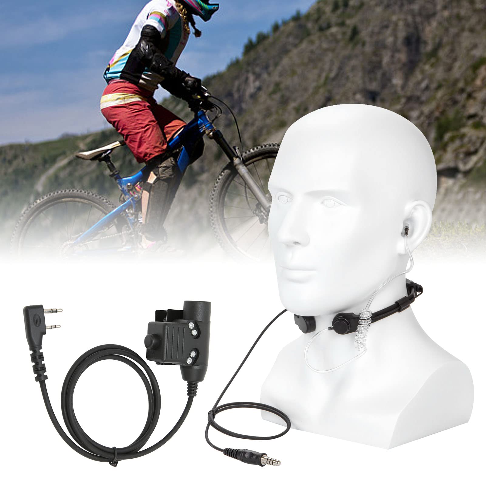 Auriculares Tácticos con Micrófono de Garganta, Auriculares WalkieTalkie de Radio Ajustables con Reducción de Ruido con U94 PTT para TK-3107, para UV-5R BF-888S/WLN KD-C1 Y Otros Walki